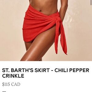 Red Crinkle Wrap Skirt